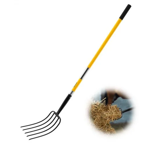 VEVOR Dunggabel 1450 mm, 5-Zinken-Heugabel mit Fiberglasstiel, Mistgabel, Mistforke, Gartenforke, Spatengabel aus geschmiedetem Stahl für Heu, Kartoffelkompostierung, Umpflanzen und Belüftung VEVOR Dunggabel 1450 mm, 5-Zinken-Heugabel mit Fiberglasstiel, Mistgabel, Mistforke, Gartenforke, Spatengabel aus geschmiedetem Stahl für Heu, Kartoffelkompostierung, Umpflanzen und Belüftung