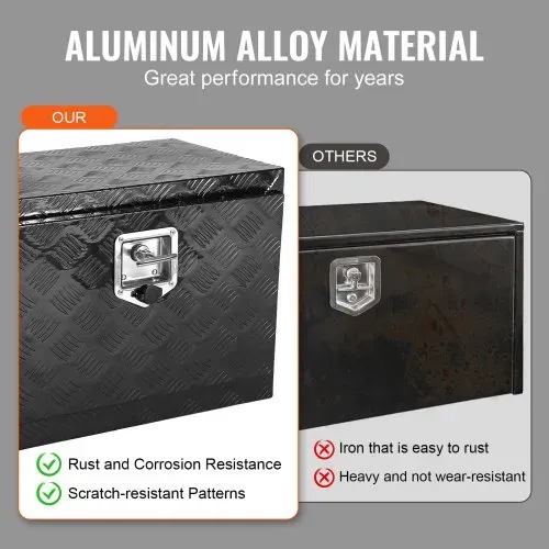 VEVOR Truckbox Werkzeugbox, Unterboden-Anhängerbox, Werkzeugkasten 612 x 310 x 360 mm Pickup-Aufbewahrungsbox, Aluminiumlegierung, 30 kg belastbarer Werkzeugkasten, abschließbare Aufbewahrungsbox – Bild 3