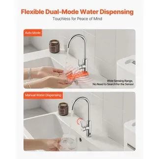 VEVOR berührungsloser Waschtischhahn (verchromtes Silber) Badezimmer, automatische Waschtischarmatur, manueller Sensorhahn, Spültischhahn Wasserhahn Toilettenhahn Waschbeckenarmatur Einhebelmischer VEVOR berührungsloser Waschtischhahn (verchromtes Silber) Badezimmer, automatische Waschtischarmatur, manueller Sensorhahn, Spültischhahn Wasserhahn Toilettenhahn Waschbeckenarmatur Einhebelmischer