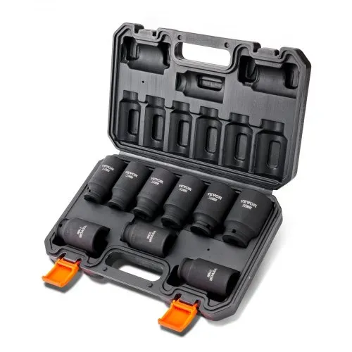 VEVOR 1/2 Zoll Steckschlüsselsatz CR-V-legierter Stahl 9-tlg Steckschlüssel Satz 29-38 mm Tiefe Stecknüsse Schlagschrauber, HRC 42-48 Steckschlüssel inkl Werkzeugkoffer, Metrisch Schraubenausdreher – Bild 10