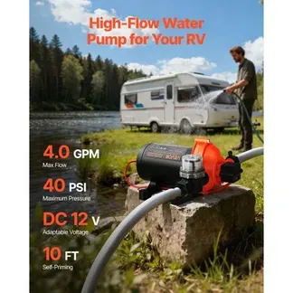 VEVOR Membranpumpe, 12 V DC, 15,1 L/min, selbstansaugende 3-Kammer-Membranwasserpumpe mit automatischem Druckschalter, 2,75 bar Druck, für Wohnmobil, Wohnwagen, Schiff, Yacht, Autowäsche VEVOR Membranpumpe, 12 V DC, 15,1 L/min, selbstansaugende 3-Kammer-Membranwasserpumpe mit automatischem Druckschalter, 2,75 bar Druck, für Wohnmobil, Wohnwagen, Schiff, Yacht, Autowäsche