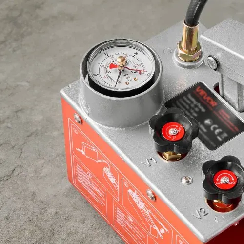 VEVOR Hydraulische Abdrückpumpe Druckprüfpumpe 6,06 L 0-30 bar Doppelventil, Handdruckpumpe mit Manometer und Tank, für Rohrleitungen, Wasserleitungen, Heizungen, Druck- und Leckprüfung – Bild 7