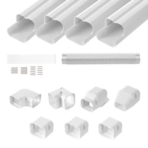 VEVOR Mini-Split-Line-Set-Abdeckung 76,2 mm B 4830 mm L, dekorative PVC-Rohrleitungsabdeckung für Klimaanlage mit 4 geraden Kanälen und vollständigen Komponenten, überstreichbar für Wärmepumpen, weiß VEVOR Mini-Split-Line-Set-Abdeckung 76,2 mm B 4830 mm L, dekorative PVC-Rohrleitungsabdeckung für Klimaanlage mit 4 geraden Kanälen und vollständigen Komponenten, überstreichbar für Wärmepumpen, weiß