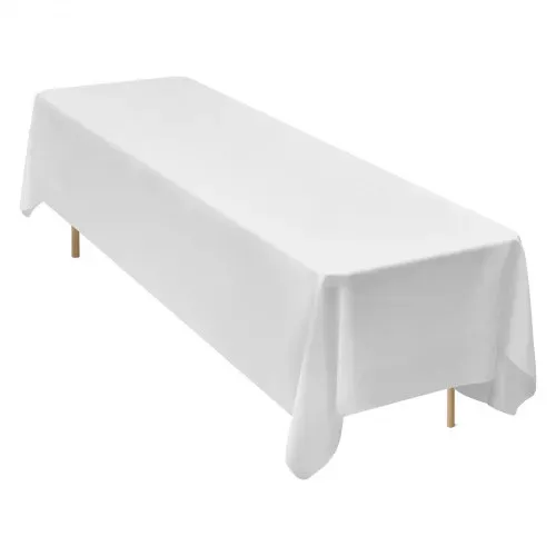 VEVOR 6 x Tischdecke Tischwäsche 2286x3353 mm, wiederverwendbarer Tischdeckenschutz, maschinenwaschbares Tischtuch aus Polyestergewebe für Partys Hochzeiten Bankette formelle Veranstaltungen, Weiß – Bild 10
