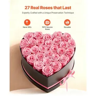 VEVOR 27 Stk. Ewige Rosen in Herzform Box, konservierter Blumenstrauß, Blumen Geschenkbox für ihre Frau, Mütter, Liebespartner, zur Hochzeit, zum Muttertag, Valentinstag, Weihnachten, Pink VEVOR 27 Stk. Ewige Rosen in Herzform Box, konservierter Blumenstrauß, Blumen Geschenkbox für ihre Frau, Mütter, Liebespartner, zur Hochzeit, zum Muttertag, Valentinstag, Weihnachten, Pink