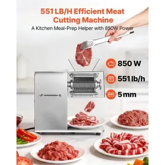 VEVOR Fleischschneidemaschine 850 W, Fleischschneider 5 mm Schnittstärke, Ideal zum Zerkleinern von Fleisch ohne Knochen & Weichem Gemüse, Schneidemaschine für Küche, Restaurant & Supermarkt VEVOR Fleischschneidemaschine 850 W, Fleischschneider 5 mm Schnittstärke, Ideal zum Zerkleinern von Fleisch ohne Knochen & Weichem Gemüse, Schneidemaschine für Küche, Restaurant & Supermarkt