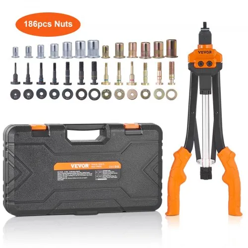 VEVOR Nietmutternzange-Set Blindnietmutternzange 410 mm, Nietenzange 13 Sätze von Muttern & Dornen, Nietmutterwerkzeug M3 M4 M5 M6 M8 M10 M12 Profi Handnietzange, Nietmaschine Gewinde Nuss Nieten VEVOR Nietmutternzange-Set Blindnietmutternzange 410 mm, Nietenzange 13 Sätze von Muttern & Dornen, Nietmutterwerkzeug M3 M4 M5 M6 M8 M10 M12 Profi Handnietzange, Nietmaschine Gewinde Nuss Nieten