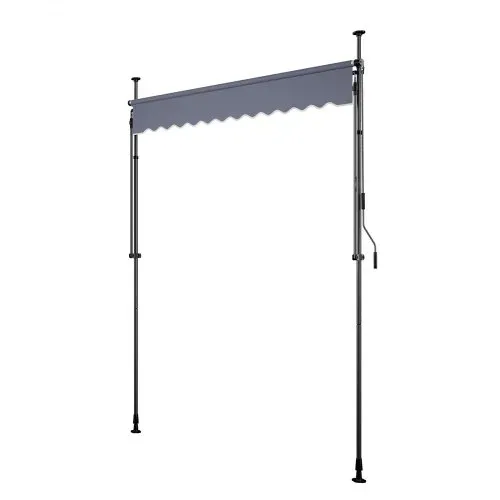 VEVOR Klemmmarkise 2 m, Höhenverstellbare Markise mit Handkurbel, Terrassenmarkise UPF 80+ Sonnenschutz, Sonnenmarkise, Balkonmarkise, Ideal für Terrasse, Balkon & Garten, Dunkelgrau – Bild 10