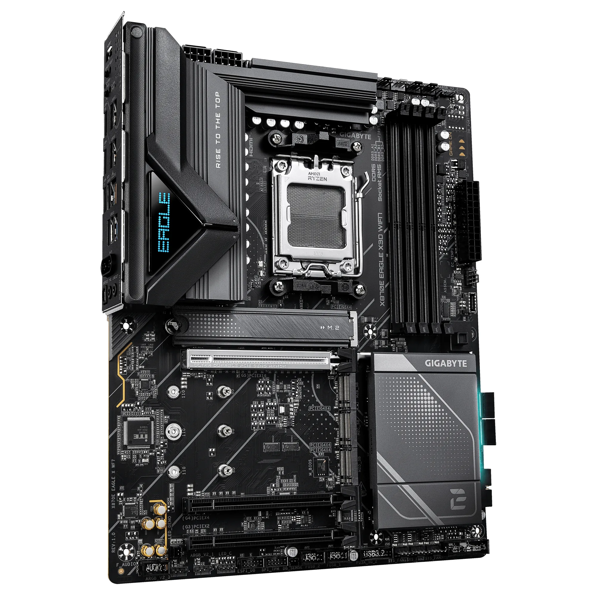 GIGABYTE X870E EAGLE X3D WIFI7 Mainboard – Unterstützt AMD Ryzen 9000 CPUs, digitales 14+2+2-Phasen-VRM, bis zu 9000 Hz DDR5 (OC), 1× PCIe 5.0 + 3× PCIe 4.0, Wi-Fi 7, 5-GbE-LAN, USB 4 – Bild 3