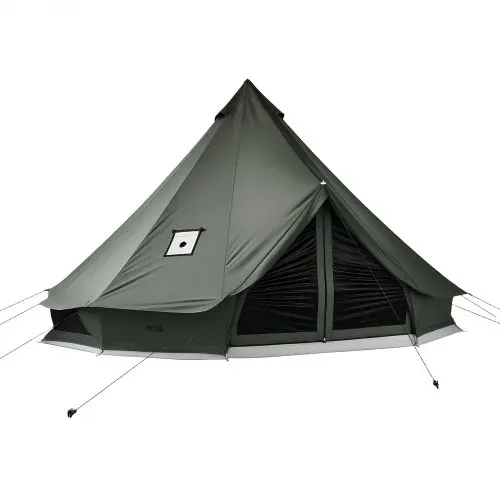 VEVOR Canvas-Glockenzelt, 4 m Jurte, 4 Jahreszeiten, mit Ofenrohrdurchführung, bis zu 4 Personen, mit Abnehmbarem Boden (Reißverschluss), ideal für Familien-Camping & Outdoor-Aktivitäten, Grün – Bild 9