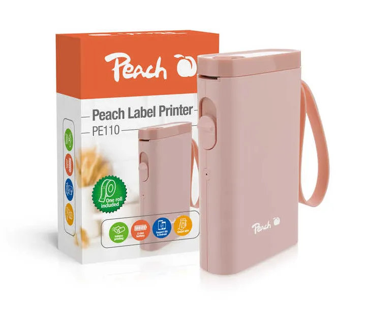 Peach PE110 Etikettendrucker Thermodirekt 203 x 203 DPI 60 mm/sek Kabellos Bluetooth Peach PE110 Etikettendrucker Thermodirekt 203 x 203 DPI 60 mm/sek Kabellos Bluetooth