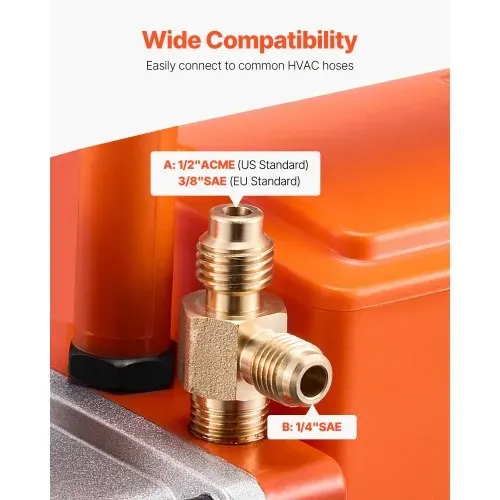 VEVOR Vakuumpumpe, 5 CFM, HVAC einstufige Drehschieber-Vakuumpumpe, für R134a R22 R410a Systeme, Auto-AC-Vakuumpumpen-Kit mit Ölflasche, für die Wartung von Auto-Klimaanlagen und Harzentgasung – Bild 3