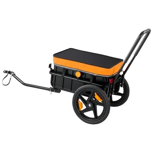 VEVOR Fahrradanhänger Lastenanhänger 2-in-1 Handwagen mit Kupplung 45 kg, Kohlenstoffstahl & 600D Oxford, Mit Regenschutz Deichsel & 6 Reflektoren, Für 22-28 Zoll Räder, Fahrradwagen für Transport – Bild 9