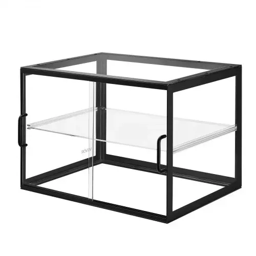 VEVOR Gebäckvitrine 2-stöckig, Gewerbliche Bäckereivitrine aus Transparentem Acryl, Thekenvitrine mit Schiebetür & Abnehmbarer Trennwand für Kekse, Desserts und Donuts, 550 x 385 x 390 mm Schwarz – Bild 9