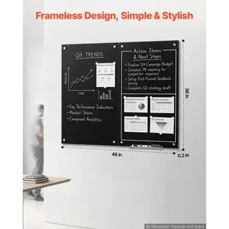 VEVOR Whiteboard Magnetisch 90×60 cm Wandtafel Magnettafel 2er-Pack Schwarz, Büro Schule Klassenzimmer Homeschooling Rahmenlos 4,3 mm Dickes Sicherheitsglas inkl. Marker Magnete Schwamm VEVOR Whiteboard Magnetisch 90×60 cm Wandtafel Magnettafel 2er-Pack Schwarz, Büro Schule Klassenzimmer Homeschooling Rahmenlos 4,3 mm Dickes Sicherheitsglas inkl. Marker Magnete Schwamm