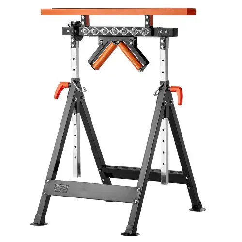 VEVOR 4-in-1-Rollenständer 200 kg, Rollenbock 84–127 cm höhenverstellbar, Arbeitsbock mit Zahnstange & poliertem, multidirektionalem Rollenkopf, für Tischkreissägen-Auslauf, Verlängerungsstütze – Bild 8