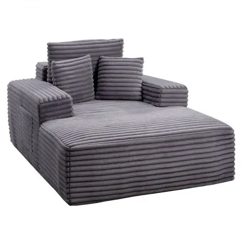 VEVOR Chaiselongue Relaxliege 138 cm, gepolstertes Schlafsofa mit Dekokissen & Armlehnen, Schlafcouch mit tiefer Sitzfläche für Wohnzimmer Schlafzimmer, Loungesessel aus hochelastischem Schwamm – Bild 8