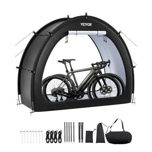 VEVOR Fahrradzelt, 1 bis 2 Fahrräder, geräumige Fahhrradgarage mit belüftetem Fenster, fächerförmige Fahrradschuppe mit hochfestem Fiberglas & Doppelreißverschlüssen, 1706x2011x792 mm VEVOR Fahrradzelt, 1 bis 2 Fahrräder, geräumige Fahhrradgarage mit belüftetem Fenster, fächerförmige Fahrradschuppe mit hochfestem Fiberglas & Doppelreißverschlüssen, 1706x2011x792 mm