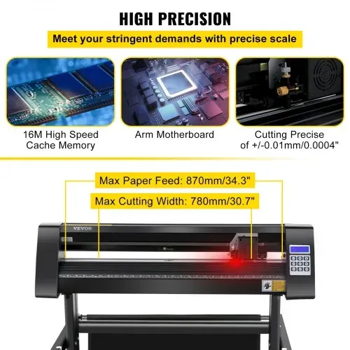 VEVOR Vinyl Schneideplotter 870 mm Folienschneider Leistung 95 W Spannung AC 85-264 V, Plottermaschine Halbautomatisch mit Ständer, Signmaster-Software, Aluminiumlegierung, ARM, DMPL / HPGL, Windows – Bild 4