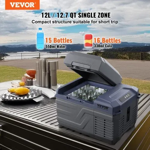 VEVOR Autokühlschrank, 12-Volt-Autokühlschrank, tragbarer 12-Liter-Einzelzonen-Gefrierschrank, einstellbarer Bereich von -4℉ bis 68℉, 12/24 V DC und 100-240 V AC-Kompressorkühler für Outdoor, Camping, Wohnmobil VEVOR Autokühlschrank, 12-Volt-Autokühlschrank, tragbarer 12-Liter-Einzelzonen-Gefrierschrank, einstellbarer Bereich von -4℉ bis 68℉, 12/24 V DC und 100-240 V AC-Kompressorkühler für Outdoor, Camping, Wohnmobil