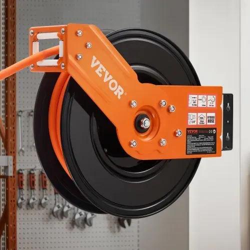 VEVOR Druckluftschlauch Schlauchtrommel, 9,52 mm x 15,24 m Hybrid-Luftschlauch, max. 300 PSI, Schlauchaufroller mit automatischem Aufrollen & Zuleitung, für Decken-/Wandmontage & 180° Schwenkhalterung – Bild 7