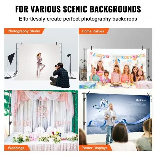 VEVOR Fotohintergrund Fotografie Hintergrund 2900 x 3500 mm Hintergrundstoffgröße Studio-Requisiten Hintergrund mit 2 Dreieckshalterung, 2400–2920 mm Einstellbare Teleskophöhe Hochzeiten, Party-Setups – Bild 5