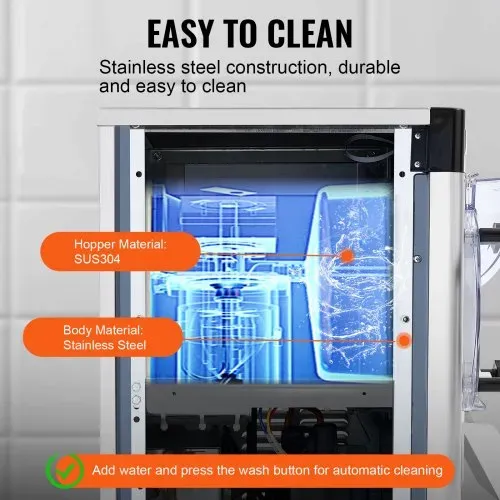 VEVOR Kommerzielle Eiscreme-Maschine, 12 L/h Einzelgeschmacksrichtung Arbeitsplatten-Eiscrememaschine für Hartes Servieren, 4,5 L Edelstahlzylinder, LED-Panel, Automatische Vorkühlung mit Reinigung – Bild 3