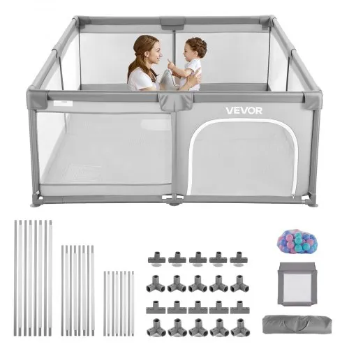 VEVOR Baby-Laufstall, 2000×1785 mm, Spielstall für Kleinkinder, Spielplatz für drinnen & draußen, Sicherheits-Aktivitätszentrum mit 50 Ozeanbällen, Tür mit Reißverschluss & atmungsaktivem Netz VEVOR Baby-Laufstall, 2000×1785 mm, Spielstall für Kleinkinder, Spielplatz für drinnen & draußen, Sicherheits-Aktivitätszentrum mit 50 Ozeanbällen, Tür mit Reißverschluss & atmungsaktivem Netz