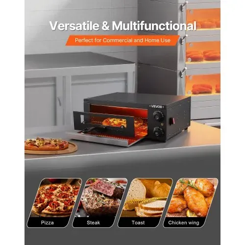 VEVOR elektrischer Pizzaofen, 30 cm Tischpizzaofen 25-300 °C, 1450 W, Pizzaofen mit Zeit- und Temperaturregelung & zwei Heizrohren, Grillrost, für Küche und Gastronomie – Bild 5
