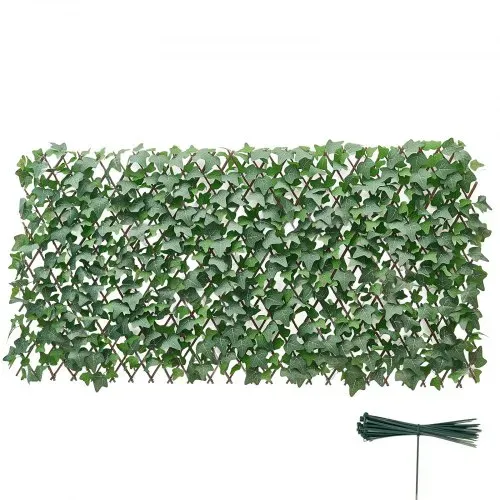 VEVOR Künstliche Hecke 63,5x320 cm, Pflanzenwand, Ausziehbarer Sichtschutz, Efeu-Sichtschutzzaun, Windschutz, Heckenzaun, Kunstpflanzen Balkonverkleidung für Hochzeiten, Außengärten, Hinterhöfe – Bild 8
