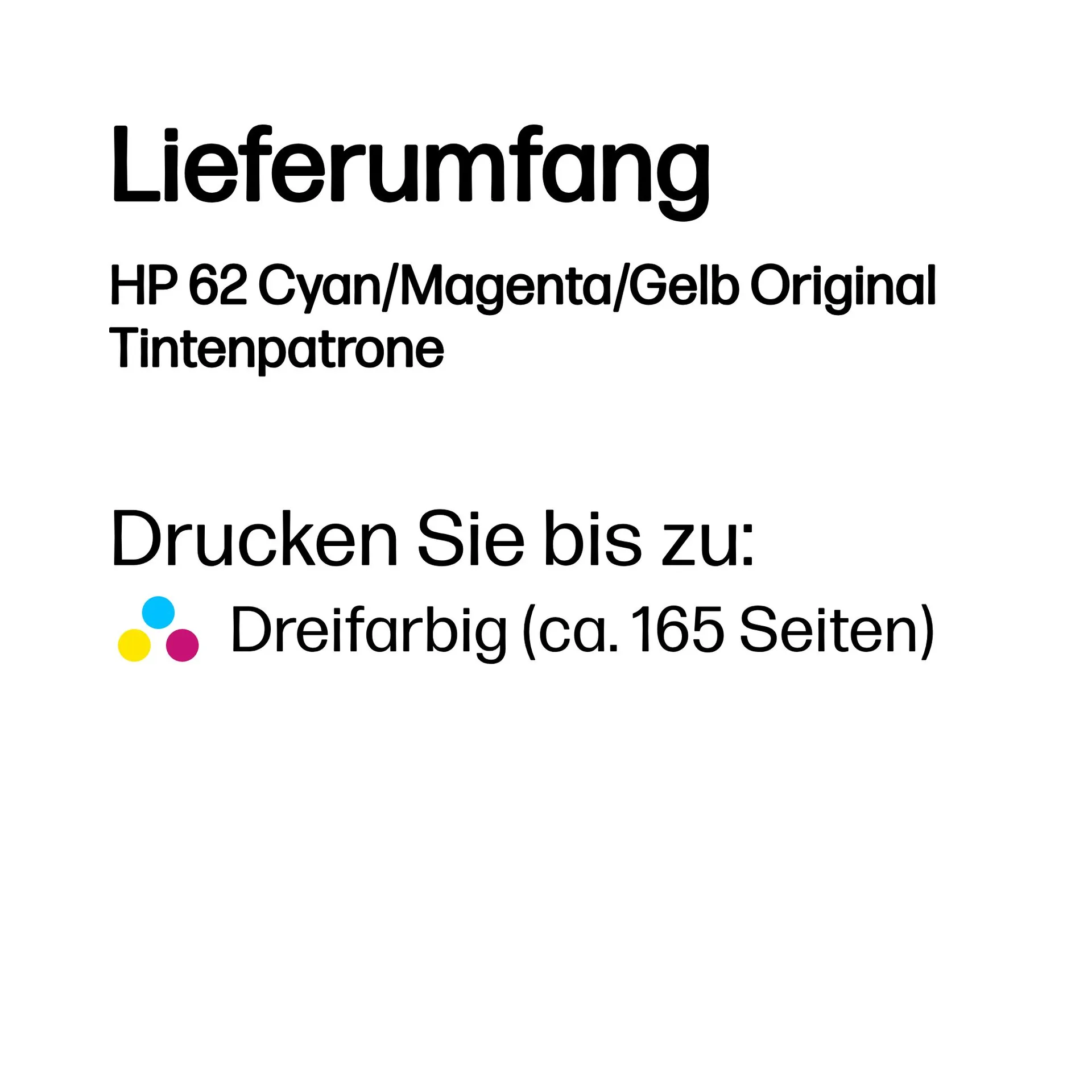 HP 62 Cyan/Magenta/Gelb Original Tintenpatrone – Bild 3
