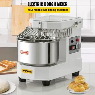 VEVOR Teigknetmaschine Küchenmaschine, 8 L Edelstahl Teigmixer, 450 W, einstellbar (130/233/414 U/min), inkl. Edelstahlschüssel, Sicherheitsschild, Timer, ideal für Bäckereien, Restaurants, Pizzeria VEVOR Teigknetmaschine Küchenmaschine, 8 L Edelstahl Teigmixer, 450 W, einstellbar (130/233/414 U/min), inkl. Edelstahlschüssel, Sicherheitsschild, Timer, ideal für Bäckereien, Restaurants, Pizzeria