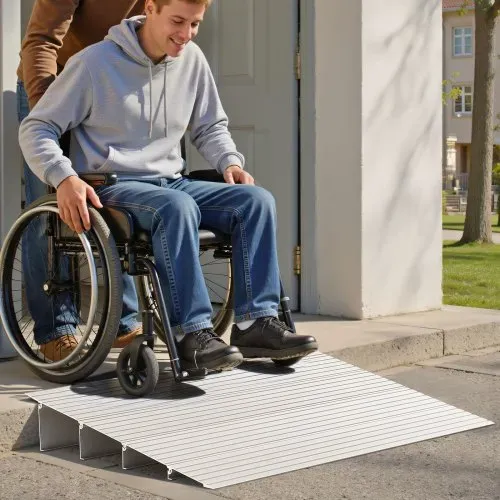 VEVOR Türschwellenrampe, 550x865x115 mm, Rollstuhlrampe aus Aluminiumlegierung mit einer Tragkraft von 360 kg, Bordsteinrampe für Heimtreppen für Rollstühle Roller Gehhilfen Fahrräder Dreiräder – Bild 7