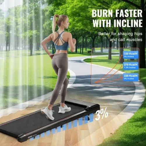 VEVOR Walking Pad Laufband unter den Schreibtisch, Laufband zum Arbeiten, funktionierendes Laufband mit 120 kg Tragkraft, tragbares Pad mit 2,5 PS, Fernbedienung LED-Anzeige 1-6 km/h Einstellbar – Bild 2