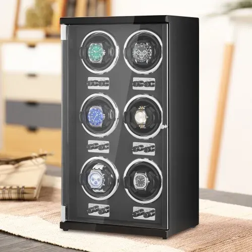VEVOR Uhrenbeweger, Automatik-Uhrenbeweger, Watch Winder, Uhrenbeweger für Automatikuhren, Automatischer Uhrenbeweger mit Platz für 6 Uhren, LED Beleuchtung, 150–207 mm Einstellbare Riemenlänge – Bild 7
