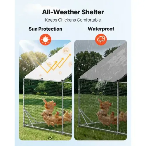 VEVOR Hühnerstall, 3x3x2 m, Begehbarer Hühnerauslauf mit Wasserdichter Abdeckung & Stabilem Rahmen, Geflügelkäfig mit Spitzdach, Freilaufgehege, Geflügelstall für Kaninchen, Hühner, Gänse – Bild 4