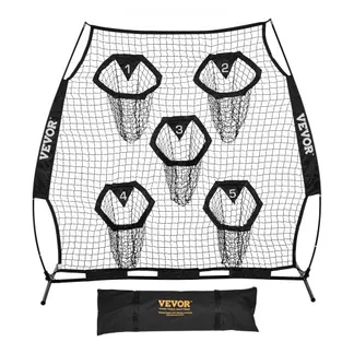 VEVOR Fußballtrainer Wurfnetz Übungsnetz (208 x 91 x 189 cm) mit 5 Zieltaschen & tragbarer Aufbewahrungstasche & Guren & knotenlosem Netz, Training für die Passgenauigkeit des Quarterbacks, schwarz VEVOR Fußballtrainer Wurfnetz Übungsnetz (208 x 91 x 189 cm) mit 5 Zieltaschen & tragbarer Aufbewahrungstasche & Guren & knotenlosem Netz, Training für die Passgenauigkeit des Quarterbacks, schwarz