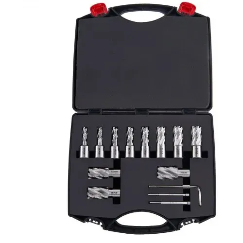 VEVOR Kronenbohrer-Set Metall 13 tlg. 7/16, 1/2, 9/16, 11/16, 5/8, 3/4, 13/16, 7/8, 15/16, 1, 1-0,16cm Kernbohrer-Satz 25.4mm Schnitttiefe Ringschneider-Set, Zubehör für Magnetbohrmaschinen – Bild 8