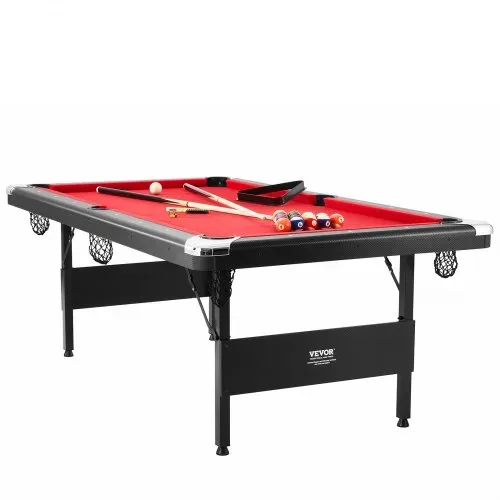 VEVOR Billardtisch, 2,13 m Pooltisch, Zusammenklappbarer Platzsparender Tisch, Billardtisch-Set inkl. Bällen, Queues, Kreide, Schwarz, Perfekt für Familienspielzimmer für Kinder und Erwachsene – Bild 8