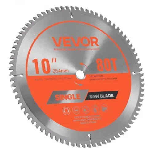 VEVOR Kreissägeblatt (254 mm φ & 80 scharfe Zähne & 2,6 mm Dicke) ideal für Aluminiumschneiden, kompatibel mit Kreissäge, Sägeblatt aus legiertem Stahl mit geräuschreduzierenden Wärmeabzügen – Bild 8