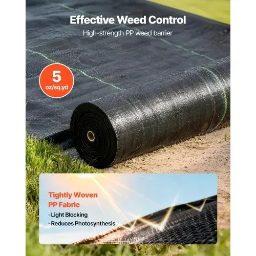 VEVOR Unkrautvlies 1,8×76,2 m Gartenvlies 168 g/㎡, Unkrautmatte aus Polypropylen, Unkrautfolie mit Hoher Belüftung Entwässerung, Wurzelsperre gegen Unkraut für Gewächshaus Bauernhof Garten, Schwarz VEVOR Unkrautvlies 1,8×76,2 m Gartenvlies 168 g/㎡, Unkrautmatte aus Polypropylen, Unkrautfolie mit Hoher Belüftung Entwässerung, Wurzelsperre gegen Unkraut für Gewächshaus Bauernhof Garten, Schwarz