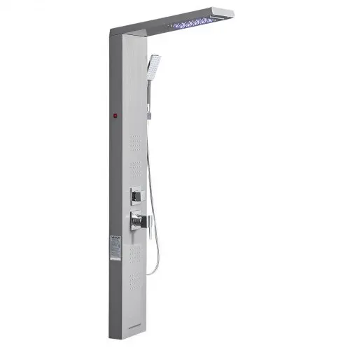 VEVOR Duschpaneel-Turmsystem (5 Modi) mit Regenwasserfall-Duschkopf & LED, (1345 mm) Duschsäule aus gebürstetem Edelstahl, Regenmassagesystem zur Wandmontage, mit Handbrause & 4 Körperbrausen – Bild 9