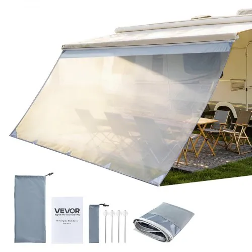 VEVOR Sonnenschutz (2 x 4,3 m) für Markisen (4,5 m), Markisen-Vorderwand aus Polyester-Netzgewebe, Doppelt Genähter & Atmungsaktiver Sichtschutz für Wohnmobil, Camping & Wohnwagen VEVOR Sonnenschutz (2 x 4,3 m) für Markisen (4,5 m), Markisen-Vorderwand aus Polyester-Netzgewebe, Doppelt Genähter & Atmungsaktiver Sichtschutz für Wohnmobil, Camping & Wohnwagen