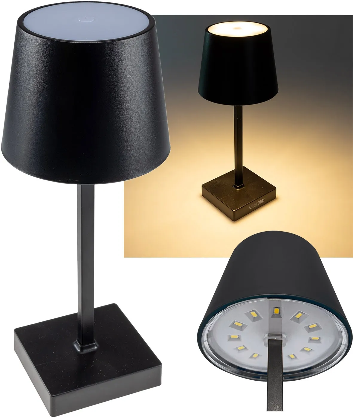 LED Akku Tischleuchte 26cm, dimmbar USB-C, 160Lumen, 1200mAh, 3000k, schwarz LED Akku Tischleuchte 26cm, dimmbar USB-C, 160Lumen, 1200mAh, 3000k, schwarz