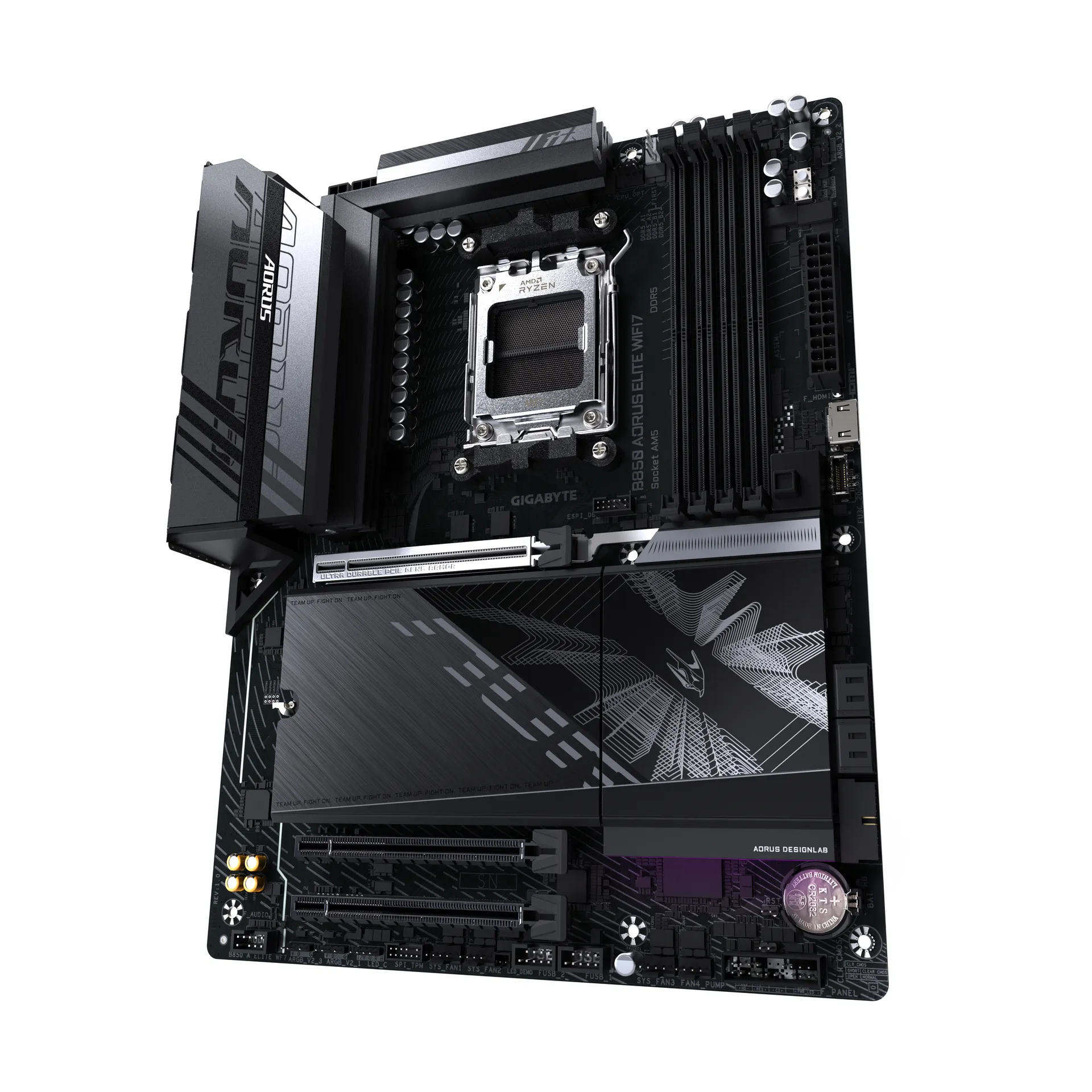 GIGABYTE B850 AORUS ELITE WIFI7 Motherboard - AMD Ryzen 9000 Serie CPUs, 14+2+2 Phasen digitales VRM, bis zu 8200MHz DDR5 (OC), 1xPCIe 5.0 + 2xPCIe 4.0 M.2, 2,5 LAN, WIFI 7, USB 3.2 Gen 2x2 – Bild 4