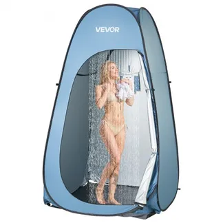 VEVOR Pop Up Duschzelt (1219 x 1219 x 2134 mm) Wasserfestes Toilettenzelt mit, Umkleidezelt inkl. Heringen & Seilen & Tragetasche & Aufhängetasche, aus 190T Polyester für Camping Strand Angeln Blau VEVOR Pop Up Duschzelt (1219 x 1219 x 2134 mm) Wasserfestes Toilettenzelt mit, Umkleidezelt inkl. Heringen & Seilen & Tragetasche & Aufhängetasche, aus 190T Polyester für Camping Strand Angeln Blau