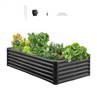 VEVOR Hochbeet Metall 1800x900x430 mm, Pflanzbeet, Gemüsebeet, Pflanzkasten mit offenem Boden & abgerundeten Kanten, Blumenbeet, Kräuterbeet, ideal für Gemüse, Blumen, Kräuter & Sukkulenten VEVOR Hochbeet Metall 1800x900x430 mm, Pflanzbeet, Gemüsebeet, Pflanzkasten mit offenem Boden & abgerundeten Kanten, Blumenbeet, Kräuterbeet, ideal für Gemüse, Blumen, Kräuter & Sukkulenten