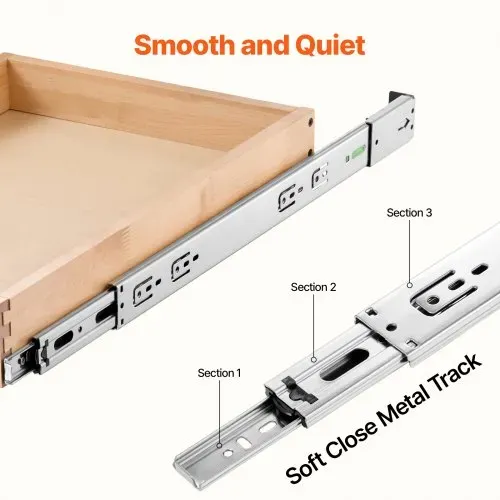 VEVOR Ausziehbarer Schrank-Organizer Schrankschublade Regal (432 x 533 x 76 mm) mit sanftem Schließmechanismus, Holz-Schiebeschublade Unter- und Seitenmontage, für Küche Speisekammer Badezimmer – Bild 2