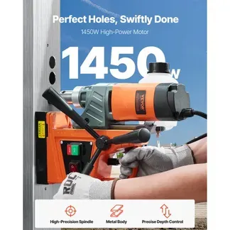 VEVOR Profi Kernbohrmaschine Magnetbohrmaschine Magnetkraft 12500 N, 850 U/min 1450 W Magnetbohrmaschine 40 mm Max. Bohrdurchmesser, Magnetkernbohrsystem für Schiffsbau, Brückenbau usw. Orange VEVOR Profi Kernbohrmaschine Magnetbohrmaschine Magnetkraft 12500 N, 850 U/min 1450 W Magnetbohrmaschine 40 mm Max. Bohrdurchmesser, Magnetkernbohrsystem für Schiffsbau, Brückenbau usw. Orange