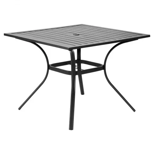 VEVOR Terrassentisch Gartentisch Balkontisch (94 x 94 cm) aus Kohlenstoffstahl quadratischer Esstisch für Outdoor Hof Terrasse Garten Veranda, wasserfest, mit Schirmloch, 68 kg Tragkraft Schwarz – Bild 8